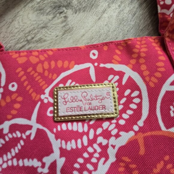 Lilly Pulitzer x Estee Lauder Pink Sand Dollar Floral Tote Bag Nautical Beach - Picture 6 of 6